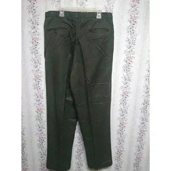 Vtg Crafted W/ Pride Men's Pleated Dress Pants Sz 34 Green Micro Polyester SOFT - Picture 2 of 4